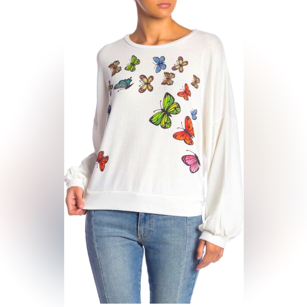 GO COUTURE - Crewneck Coleman Balloon Sleve Sweater - Various Sizes